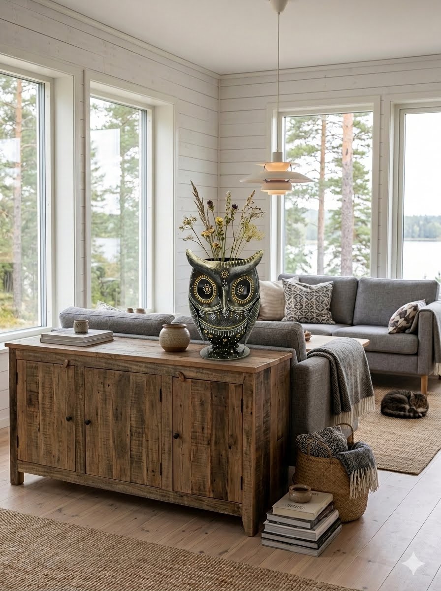 Owl of wisdom vase
